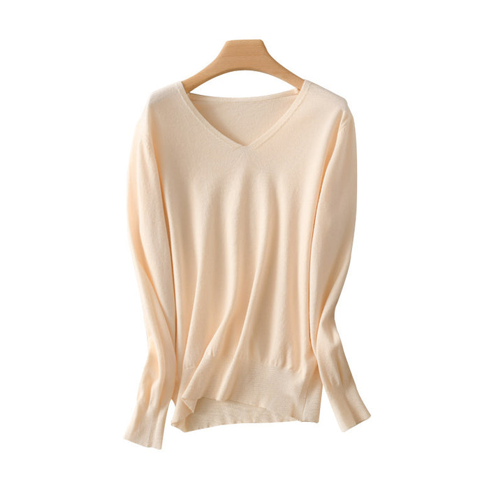 Damen leichter V-Ausschnitt Kaschmir-Look Feinstrickpullover Echoarchiv