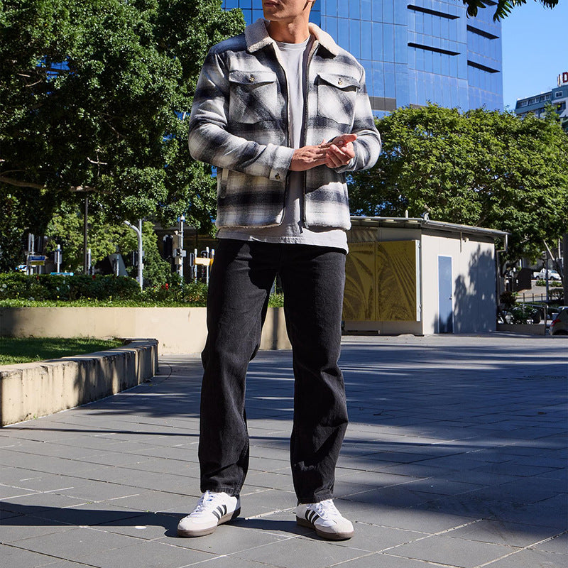 Herren stylische Flanelljacke mit warmem Fleece-Futter Echoarchiv