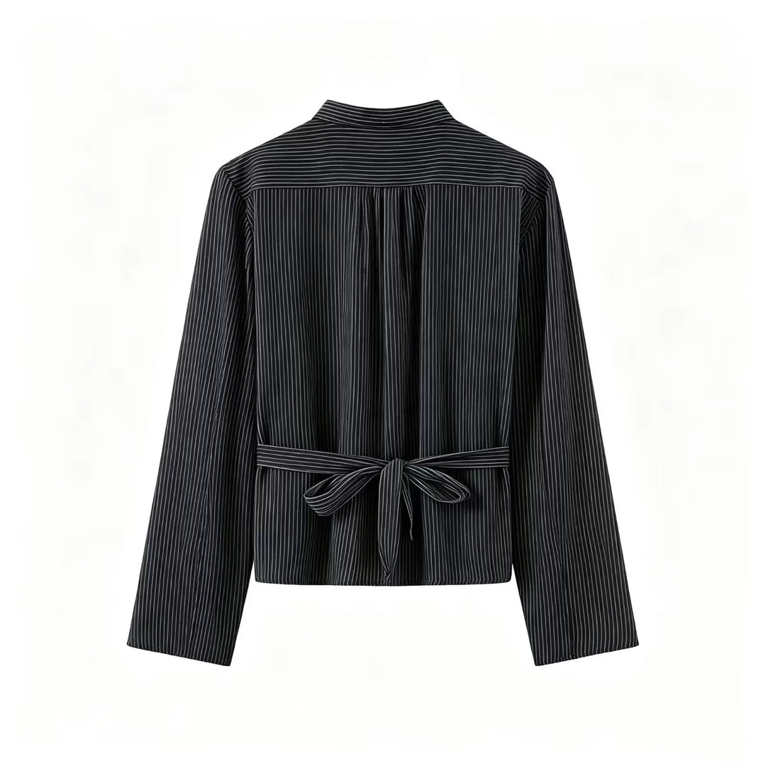 Damen taillierte chinesisch inspirierte Jacke mit Stehkragen und Zierknotenverschlüssen – Célinea