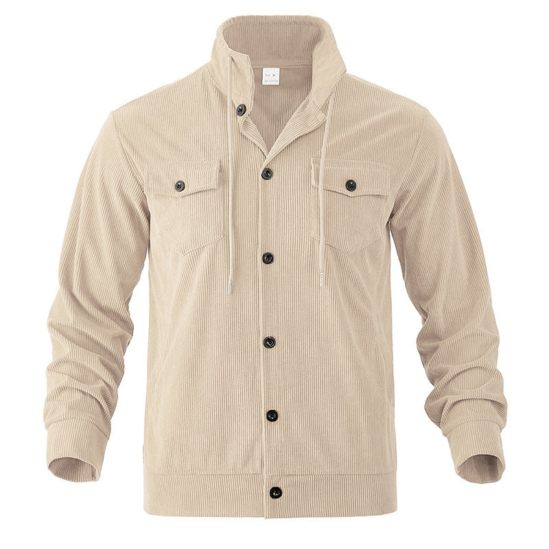 Herren stylische Kordjacke mit verstellbarem Kragen und praktischen Brusttaschen Echoarchiv