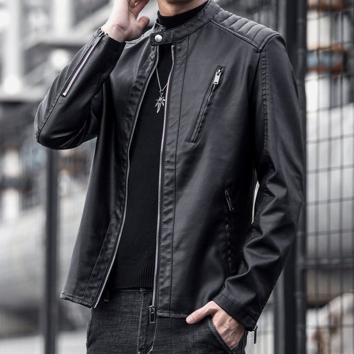 Herren Stilvolle Schnitte Kunstlederjacke Echo Archiv