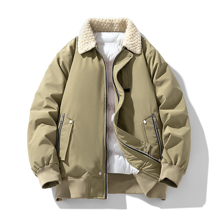 Men's premium sherpa-collar insulated aviator bomber with storm flap and zippered angled pockets – Brevano