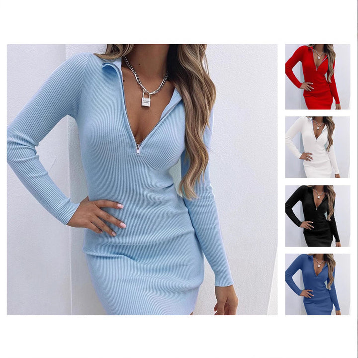 Damen figurbetontes Minikleid mit hochgeschlossenem Reißverschluss Echoarchiv