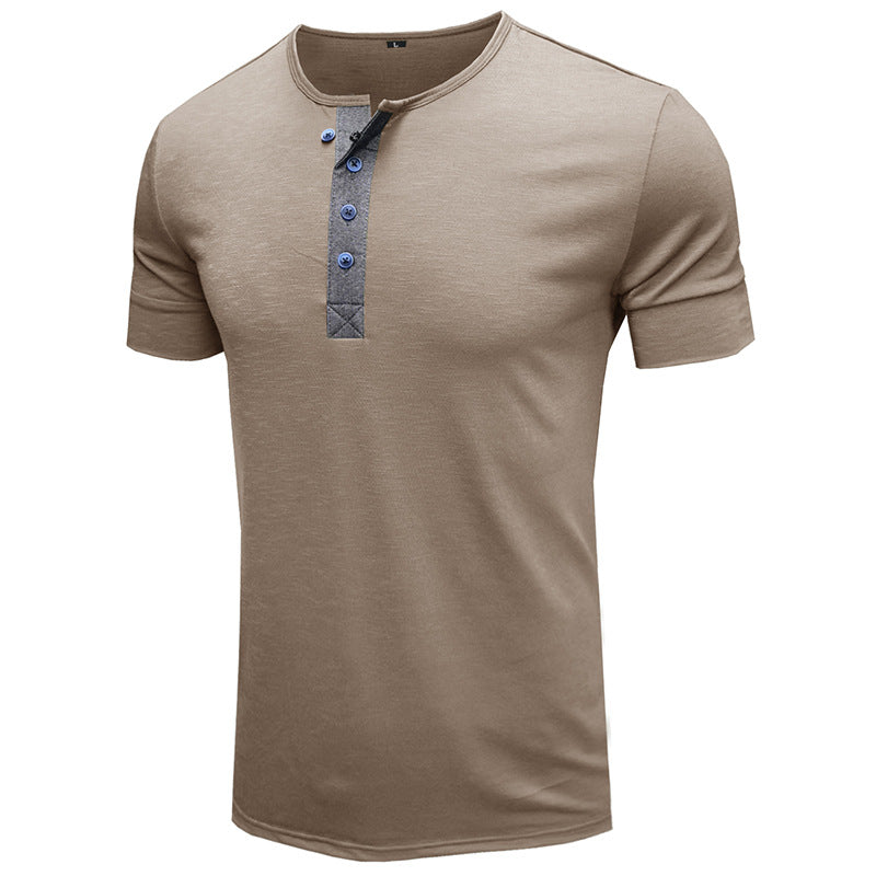 Herren Kurzarm-Henley Shirt mit modischen Knopfdetails Echoarchiv