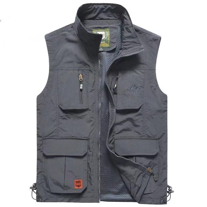 Herren Multifunktionale Outdoor‑Weste mit Mesh‑Futter, Mehrfach‑Taschen und verstellbarem Saum Echo Archiv
