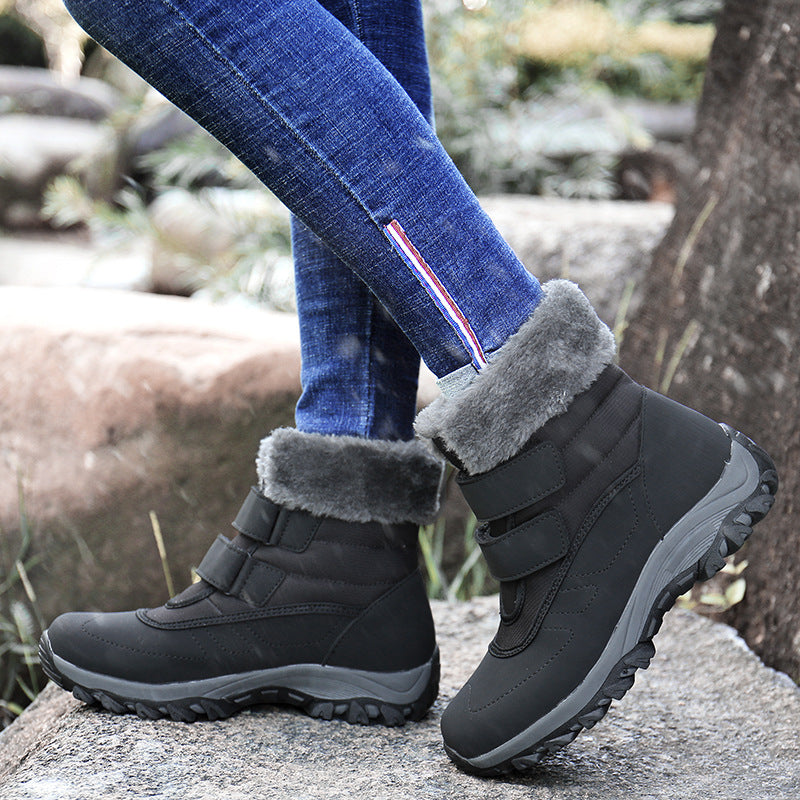 Damen Warme Winterstiefelette mit Teddyfutter und Klettverschluss Echo Archiv