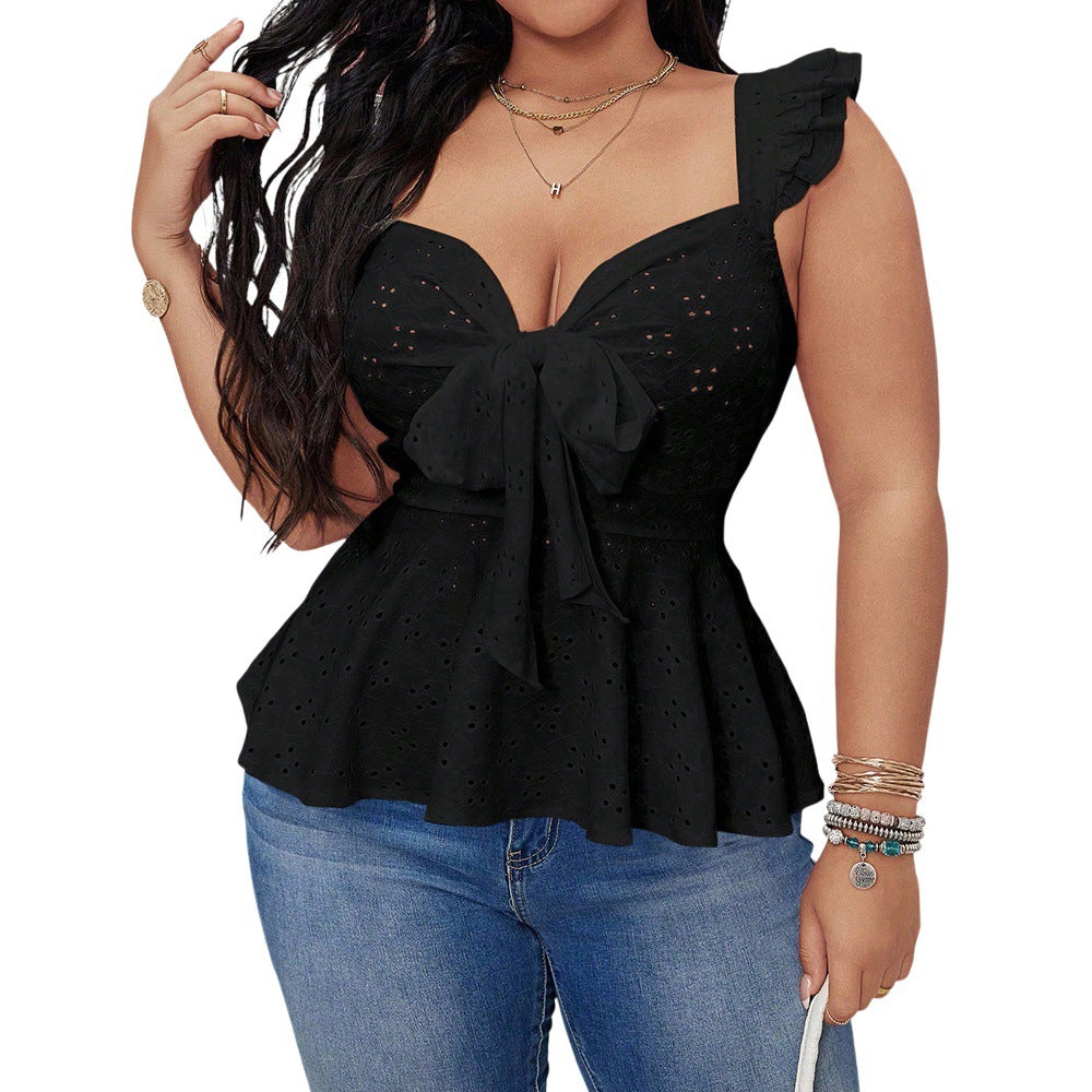 Damen Elegantes Oberteil mit Rüschen und Bindedetail Echo Archiv