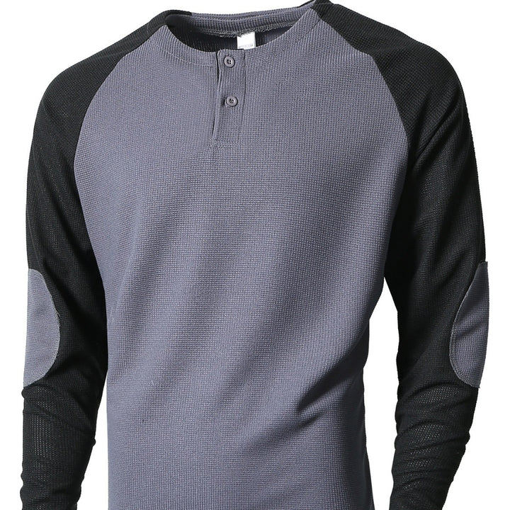 Herren Langarmshirt mit modischem Henley-Ausschnitt und strukturierten Ärmeln Echoarchiv