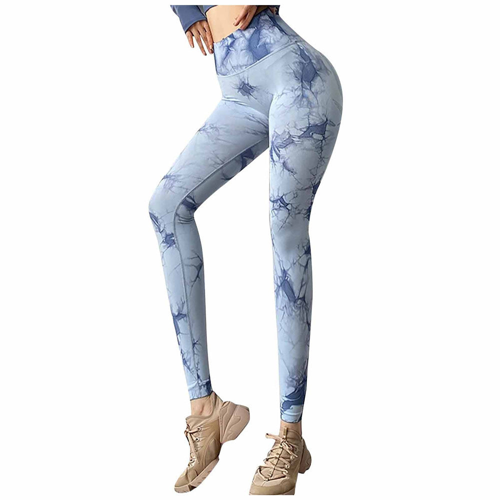 Damen Yoga-Leggings mit hohem Bund, Kompression & Batik-Optik Echoarchiv