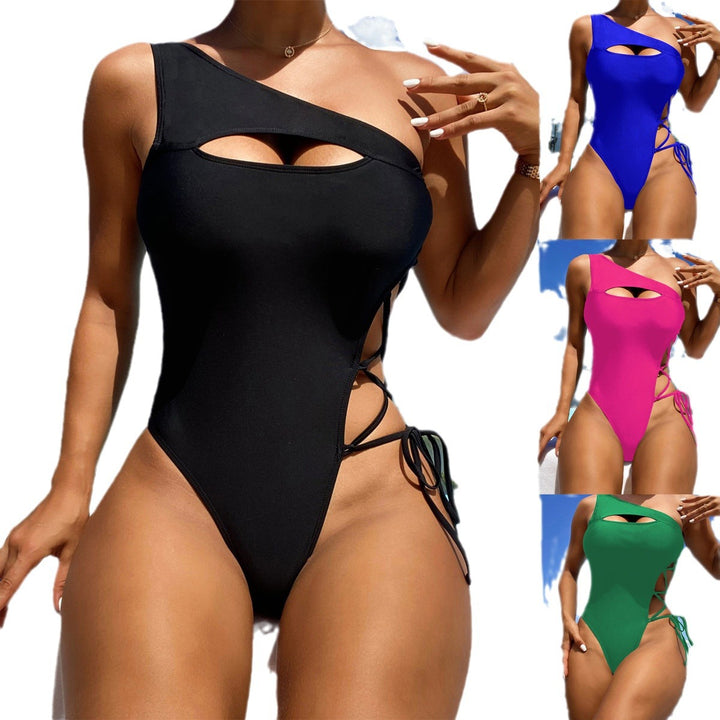 Damen Einteiler Badeanzug mit asymmetrischem Design und raffinierten Kordeldetails Echo Archiv
