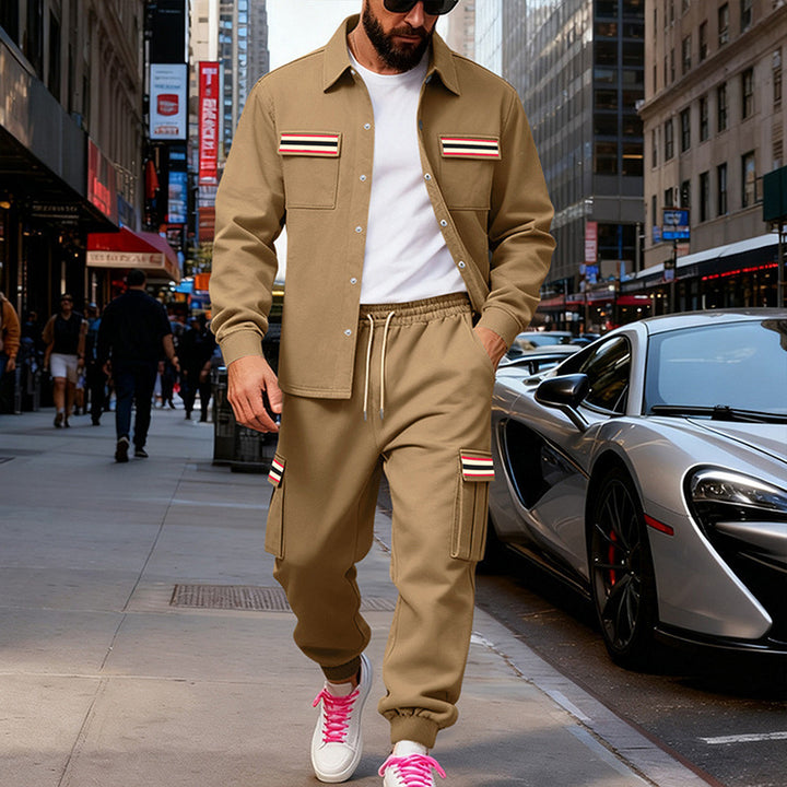 Herren Urbanes zweiteiliges Utility-Joggingset mit Overshirt und Cargo-Hose Echoarchiv