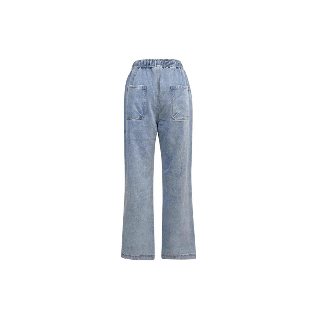 Damen lässige weite Denim-Hose mit elastischem Bund Echo Archiv