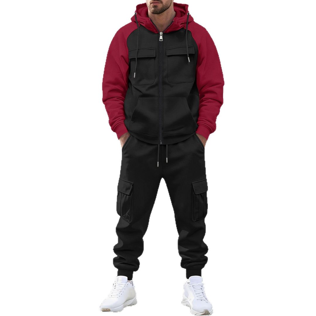 Herren Kapuzen-Sweatset mit Reißverschluss und funktionaler Cargohose – Cavarno