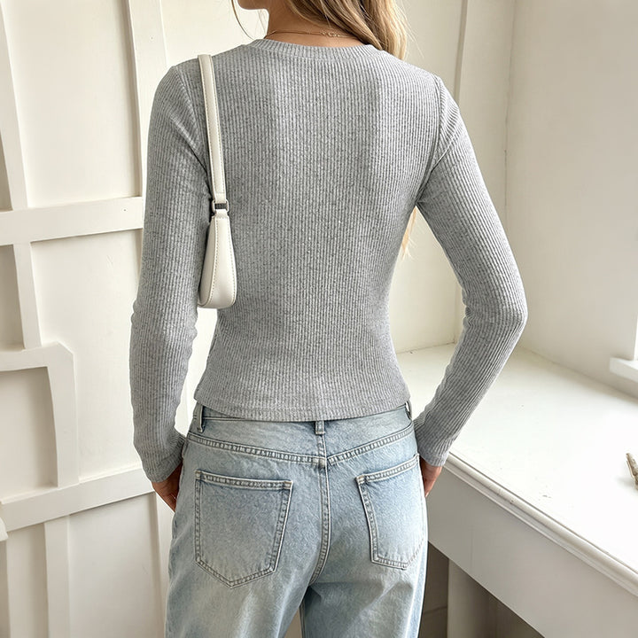 Damen Langärmliges Ribbed Shirt Echo Archiv