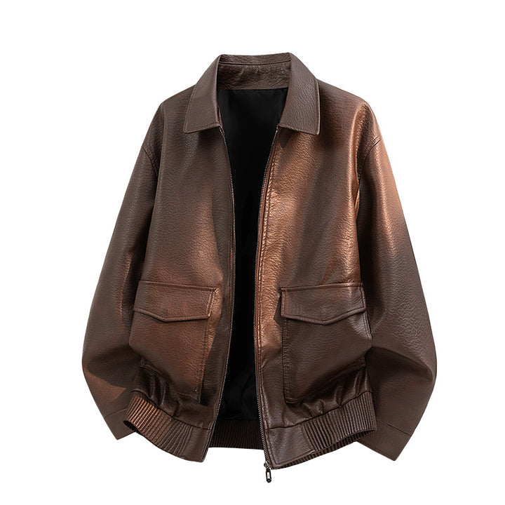 Herren Elegante Kunstleder-Bomberjacke Echo Archiv