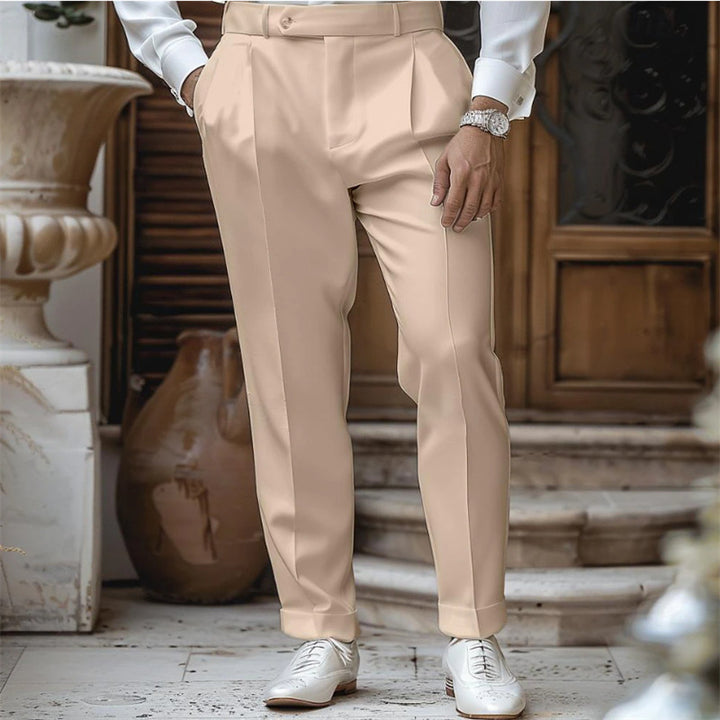 Herren elegante Anzughose mit Falten und schmalem Schnitt Echoarchiv
