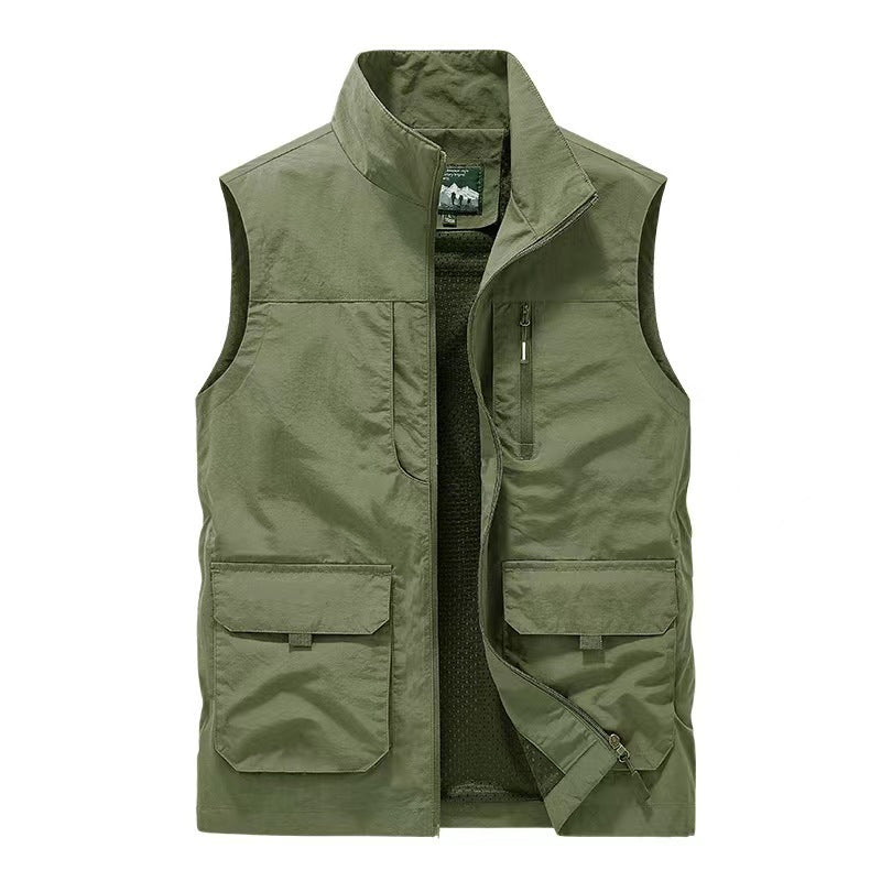 Herren Multifunktionale Utility-Weste mit Stehkragen und Mehrfachtaschen Echo Archiv