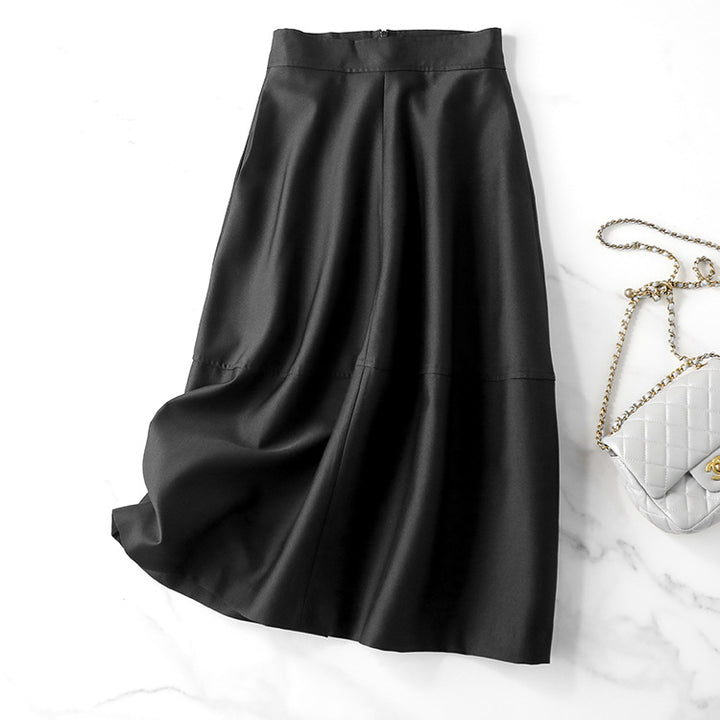 Damen Midirock aus Kunstleder mit taillenhoher A-Linien-Silhouette Echo Archiv