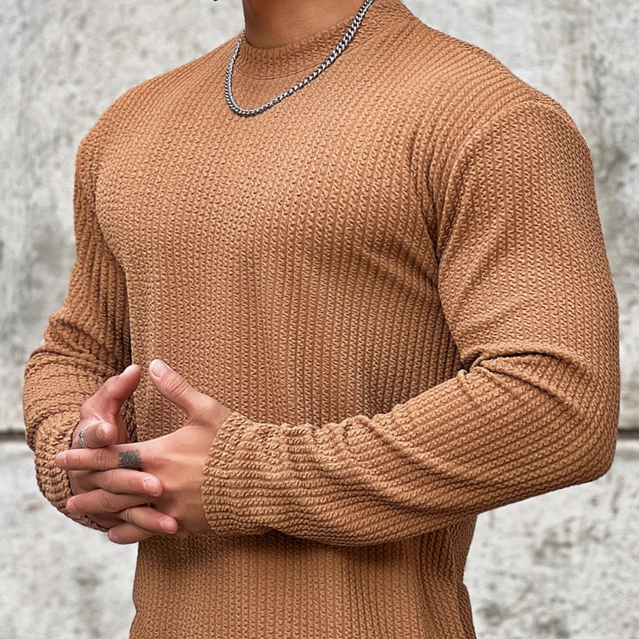 Herren stilvolles Langarmshirt mit strukturierter Oberfläche Echoarchiv