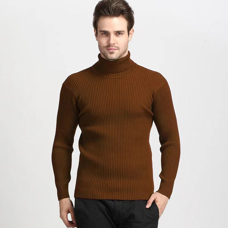 Herren nan Rippstrick Rollkragenpullover figurnaher elastischer Feinstrick Echo Archiv