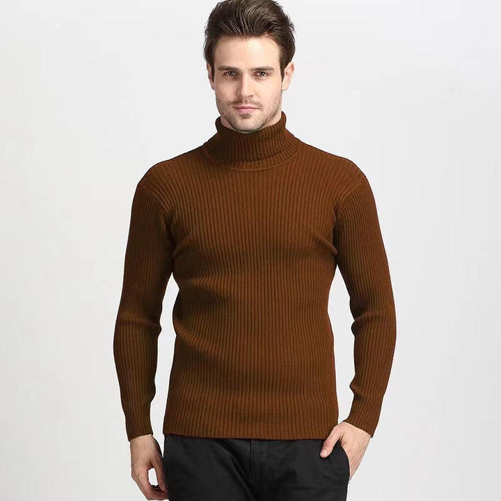 Herren nan Rippstrick Rollkragenpullover figurnaher elastischer Feinstrick Echo Archiv