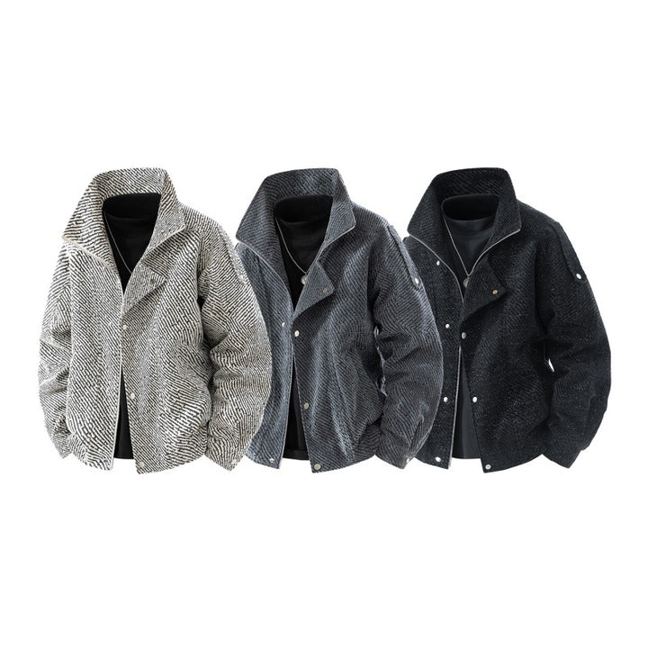 Herren gepolsterte Wollmischung Übergangsjacke im Oversized-Schnitt mit Stehkragen – Taviero