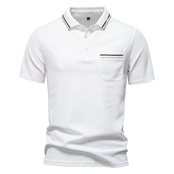 Herren nan modernes Poloshirt mit aufgesetzter Brusttasche und Kontrastbesatz am Polokragen Echo Archiv