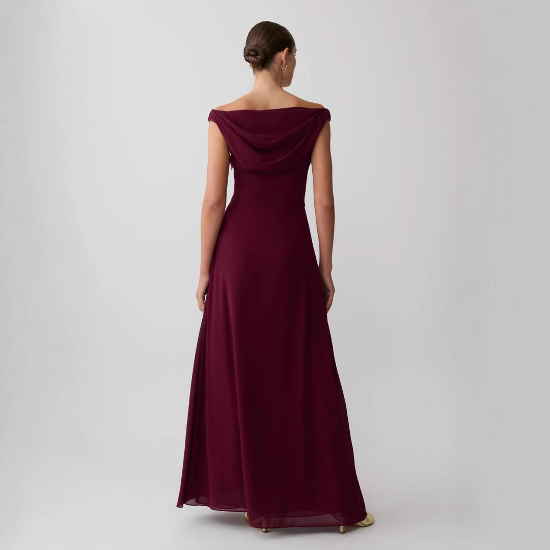 Damen Elegantes Off-Shoulder Maxikleid mit fließendem Schnitt Echo Archiv