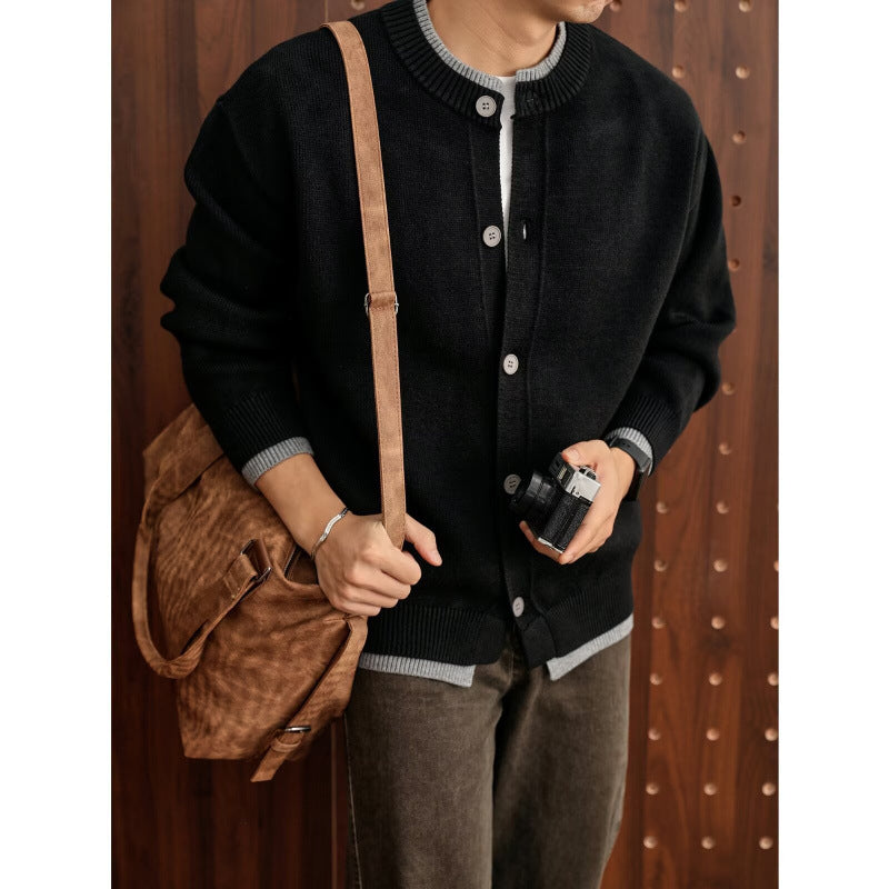 Herren Modische Strickjacke mit Rundhalsausschnitt Echo Archiv