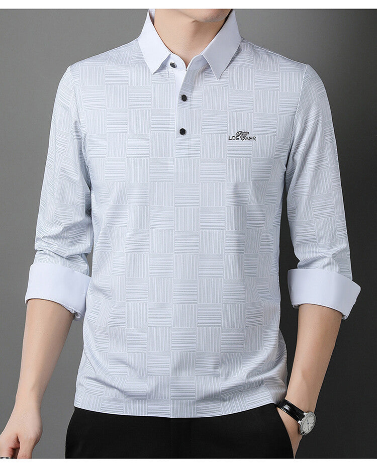 Herren modisches Langarm Poloshirt mit strukturiertem Design Echoarchiv