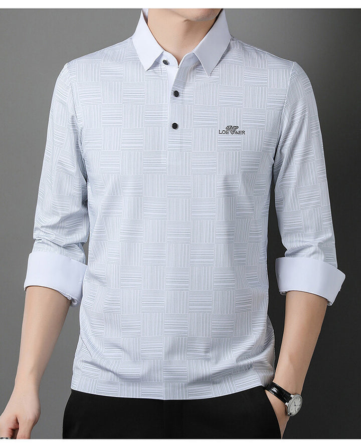 Herren modisches Langarm Poloshirt mit strukturiertem Design Echoarchiv