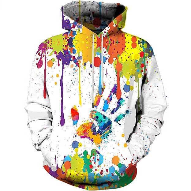 Damen Farbenfroher Hoodie mit kreativen Spritzmotiven Echoarchiv