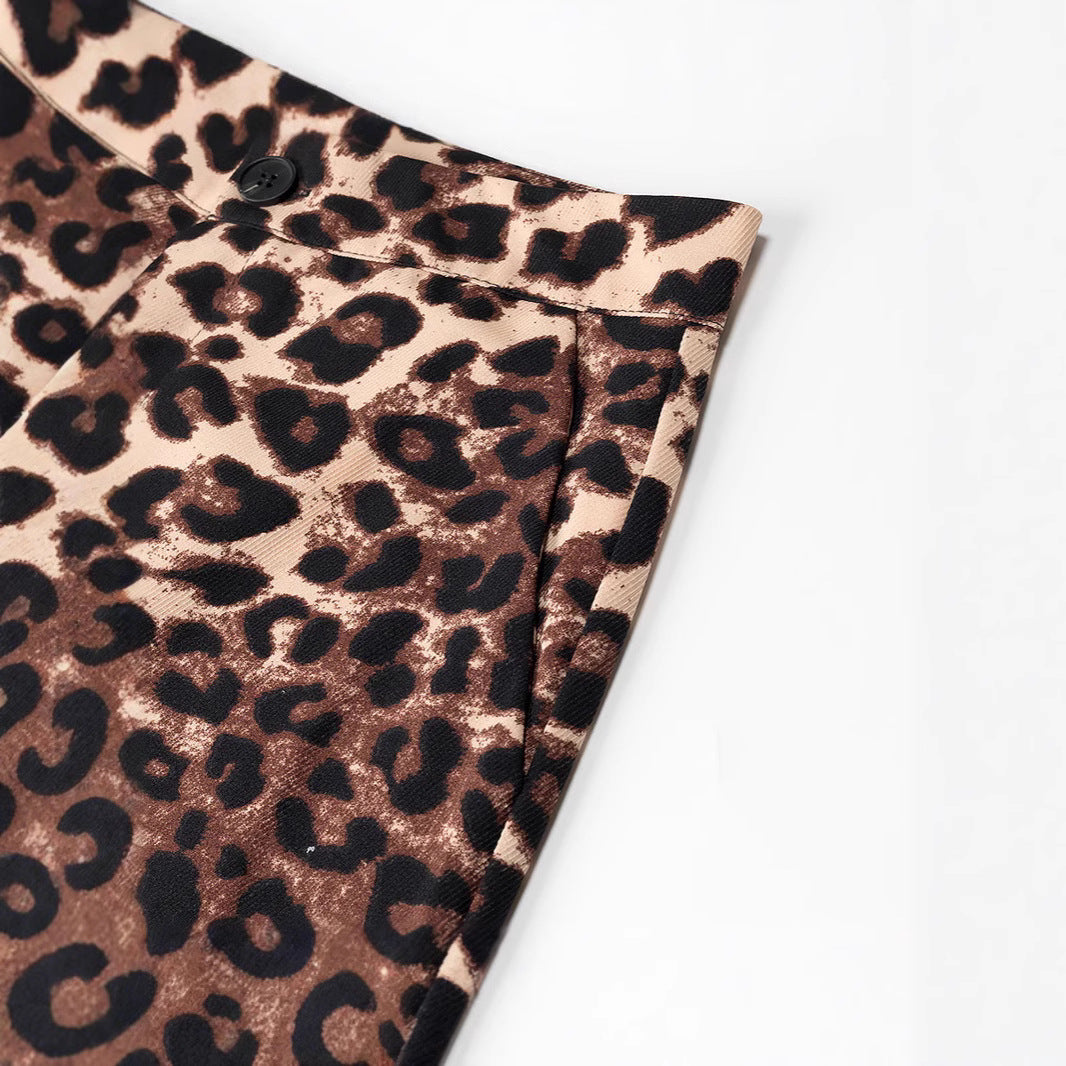 Damen Weite High‑Waist Palazzo‑Hose mit Leopardenmuster und fließendem Fall Echo Archiv