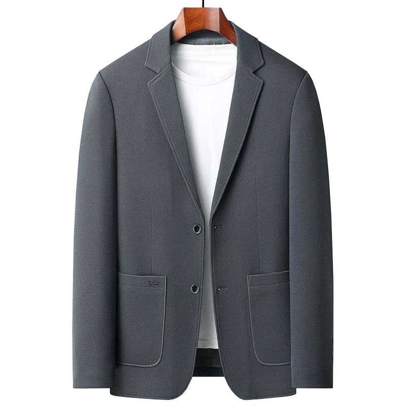 Herren Casual-Sakko mit unstrukturierter Silhouette, Waffelstruktur und aufgesetzten Taschen – Tianoro