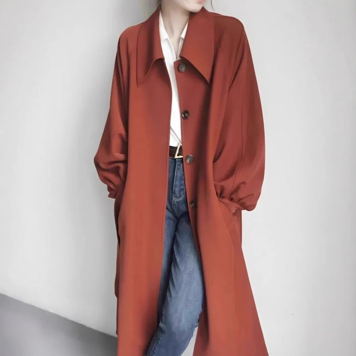 Damen Lange modische Jacke mit großem Kragen Echoarchiv