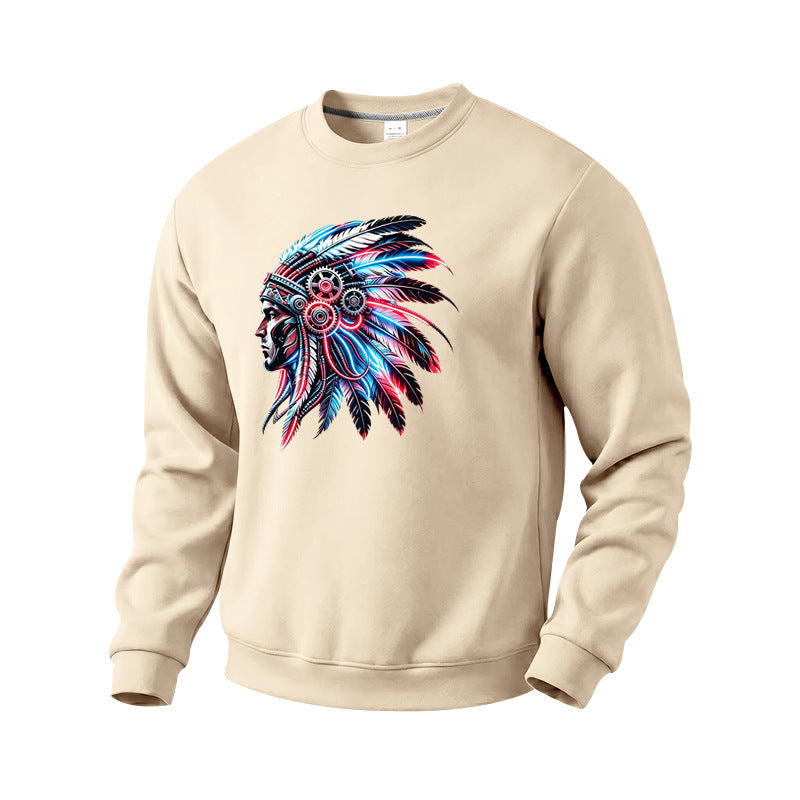 Herren Sweatshirt mit detailreichem Federschmuck-Print Echoarchiv