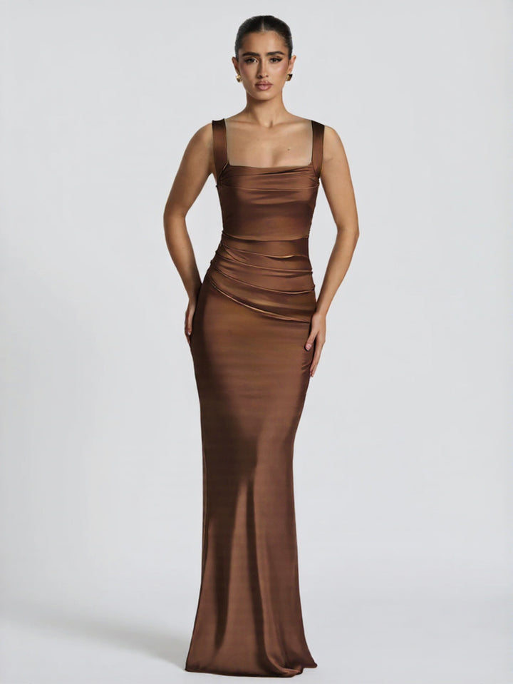 Damen Elegantes Satin-Maxi-Kleid mit figurschmeichelndem Design Echo Archiv