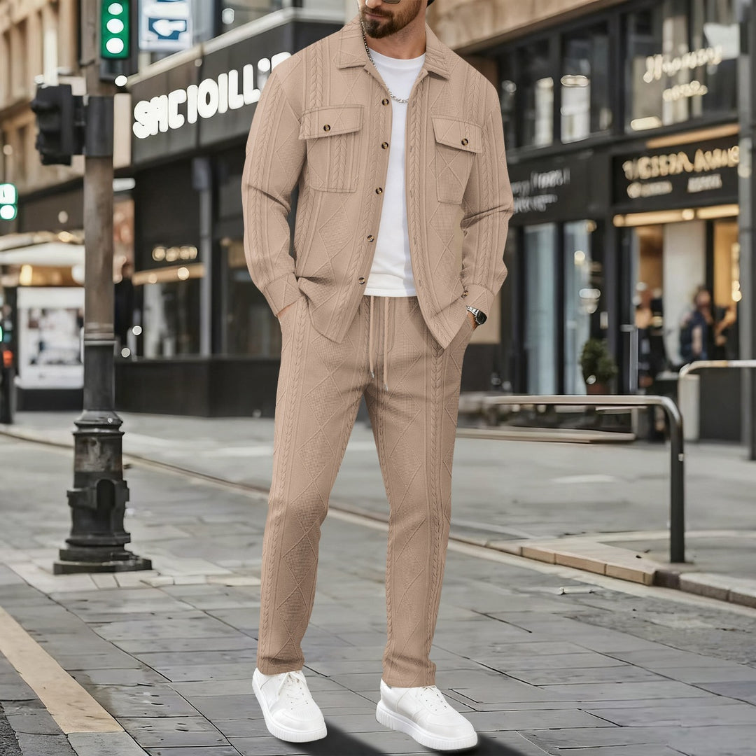 Herren modisches Strickanzug-Set mit Reißverschluss und Taschen Echoarchiv