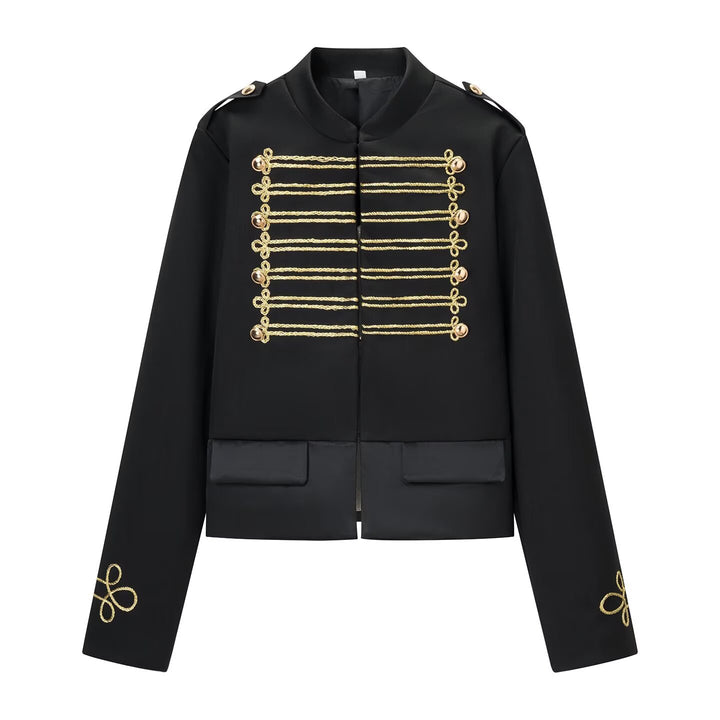 Damen Militärisch inspirierte Kurzjacke mit Goldkordel‑Applikation und Stehkragen Echo Archiv