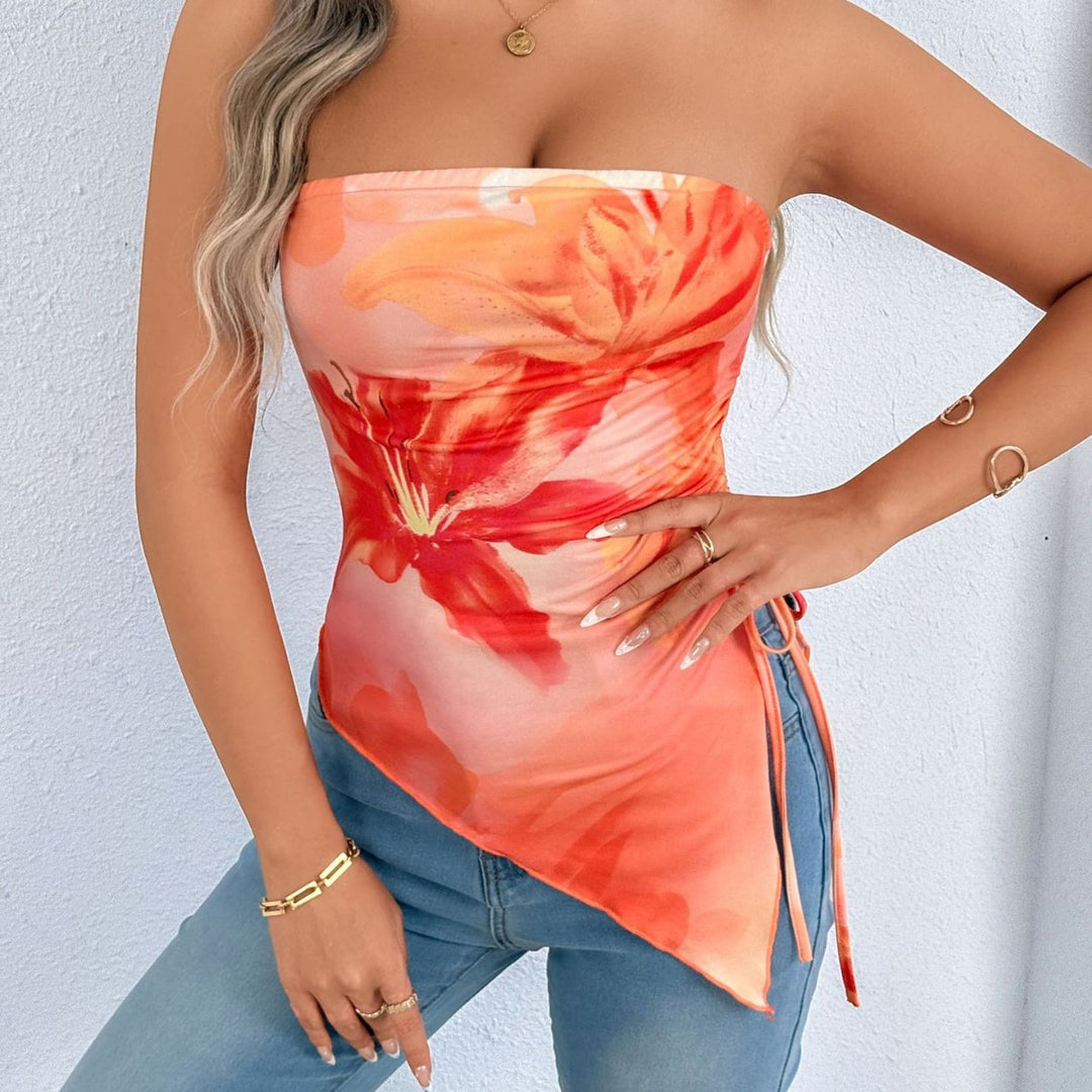 Damen Oberteil mit asymmetrischem Schnitt und floralem Design Echo Archiv