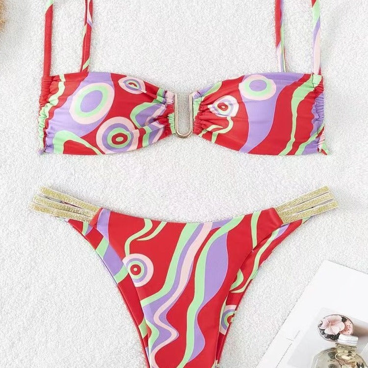 Damen Triangel-Bikini mit elegantem Raffungseffekt und modischen Akzenten Echo Archiv
