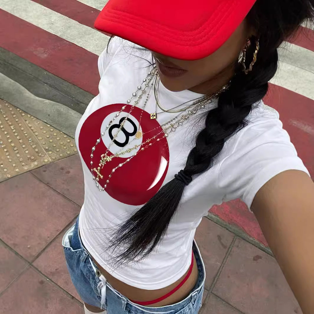 Damen Crop-T-Shirt mit kreativem Telefon-Design Echo Archiv