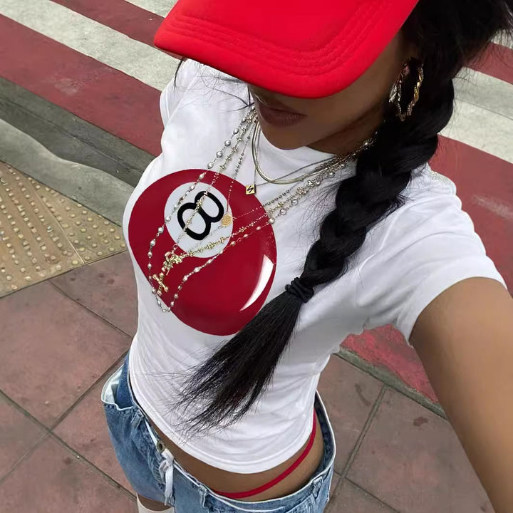Damen Crop-T-Shirt mit kreativem Telefon-Design Echo Archiv