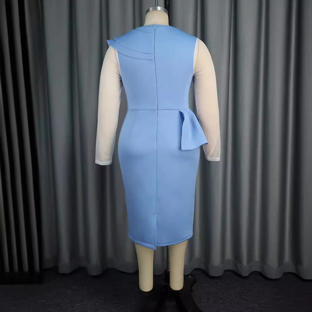 Damen elegantes Kleid mit Rüschen und Perlenapplikationen Echo Archiv