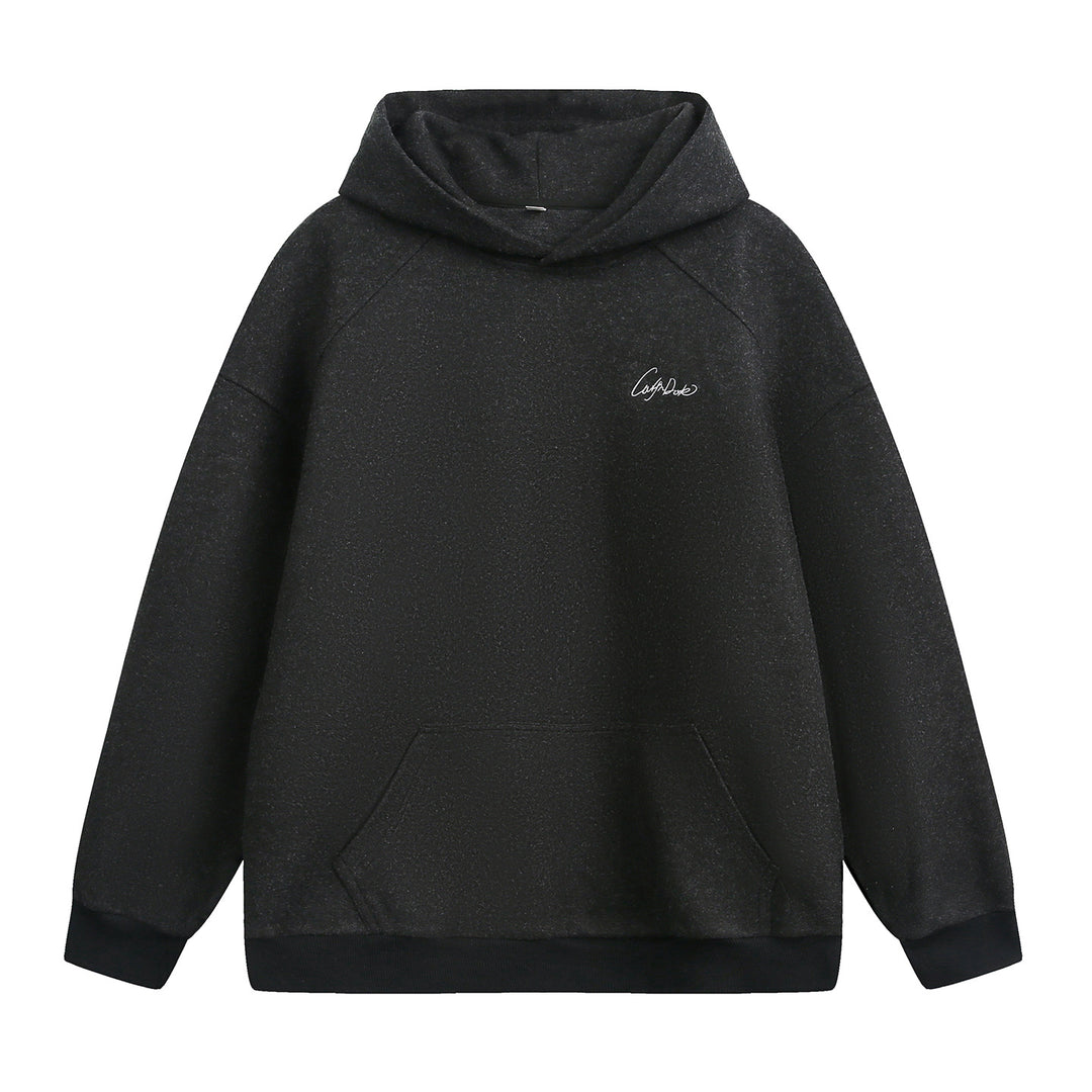 Unisex Oversize Kapuzenpullover aus schwerer Baumwollfleece mit Kängurutasche und Script‑Stickerei Echo Archiv