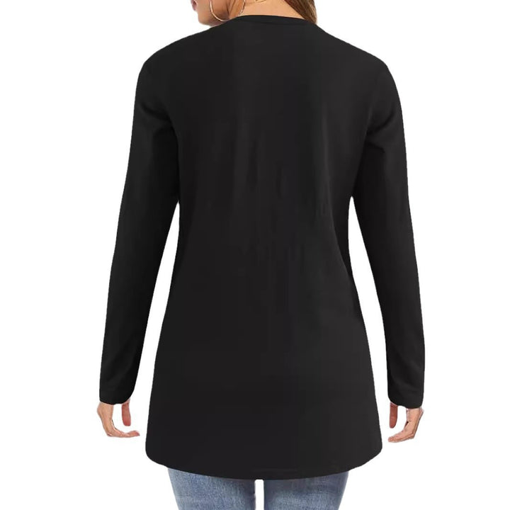 Damen Langer Offener Feinstrickcardigan mit Eingrifftaschen und dezentem V‑Ausschnitt – Veloura
