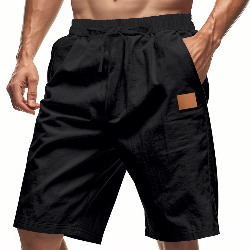 Herren nan leichte Freizeit-Bermudashorts mit Elastikbund, Kordelzug und dezenter Lederapplikation Echo Archiv