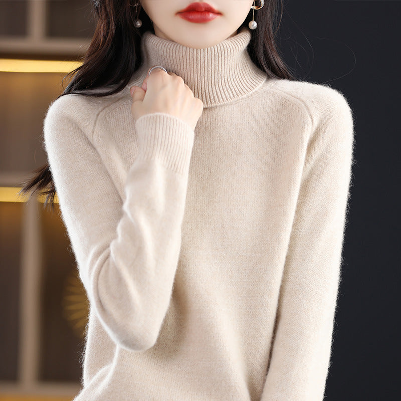 Damen Weicher Hochkragen-Pullover aus flauschigem Wollmix mit Raglanärmeln Echoarchiv