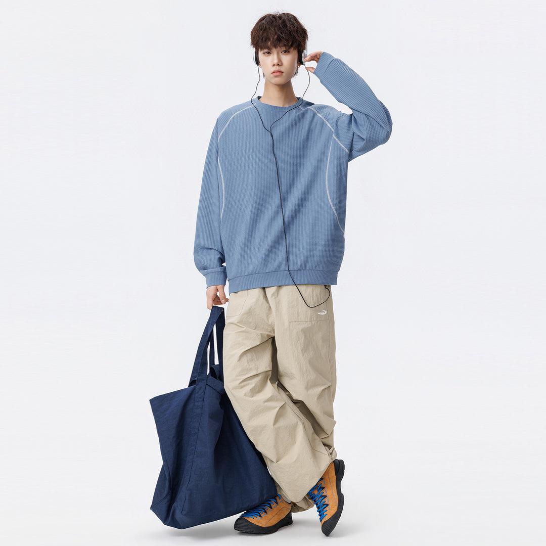 Herren Waffelstruktur-Oversized-Sweatshirt mit Raglanärmeln und Relaxed-Fit Echo Archiv