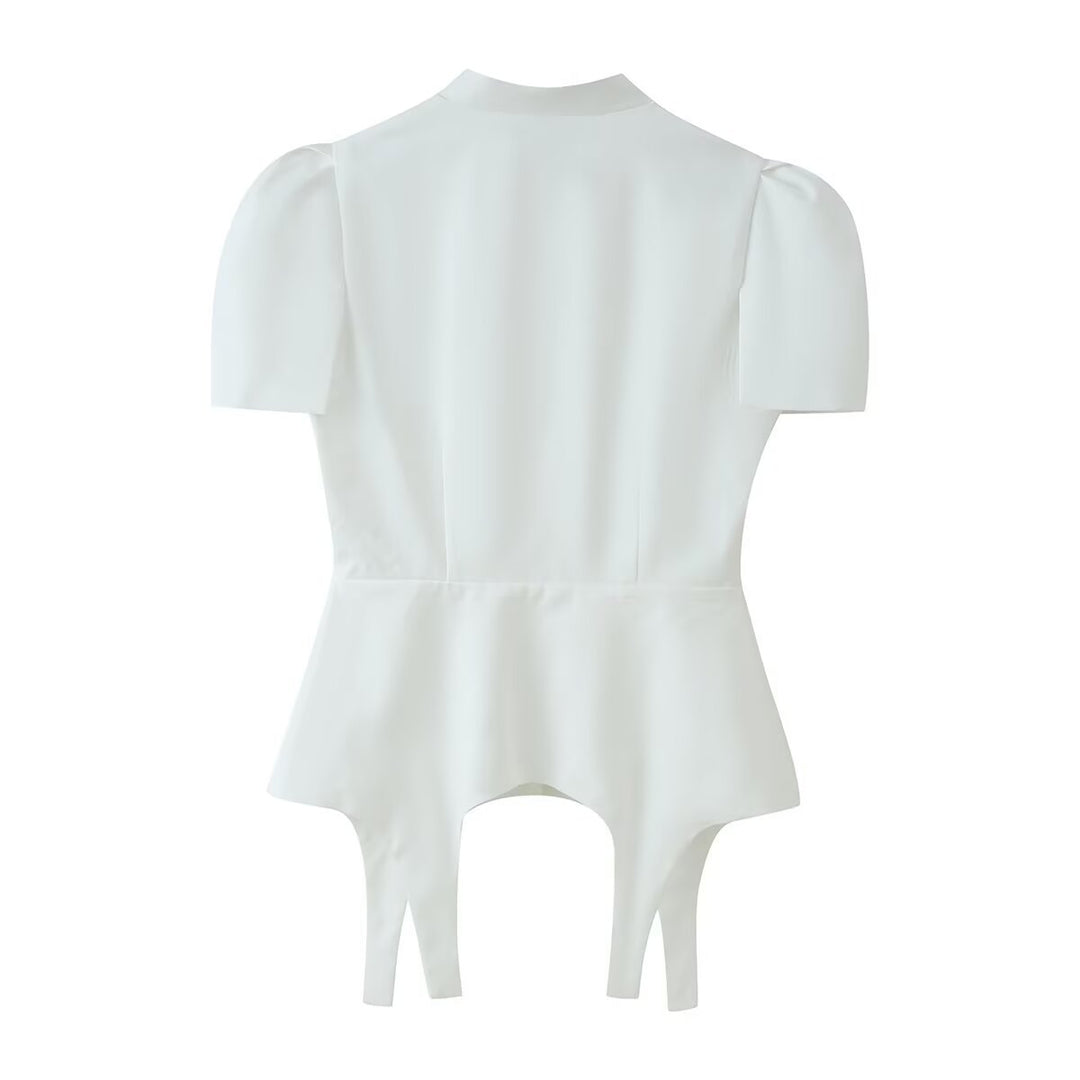 Damen Taillierter Zweiteiler mit Korsagen-Top, Mandarin-Kragen und High‑Waist Tailored Shorts Echo Archiv